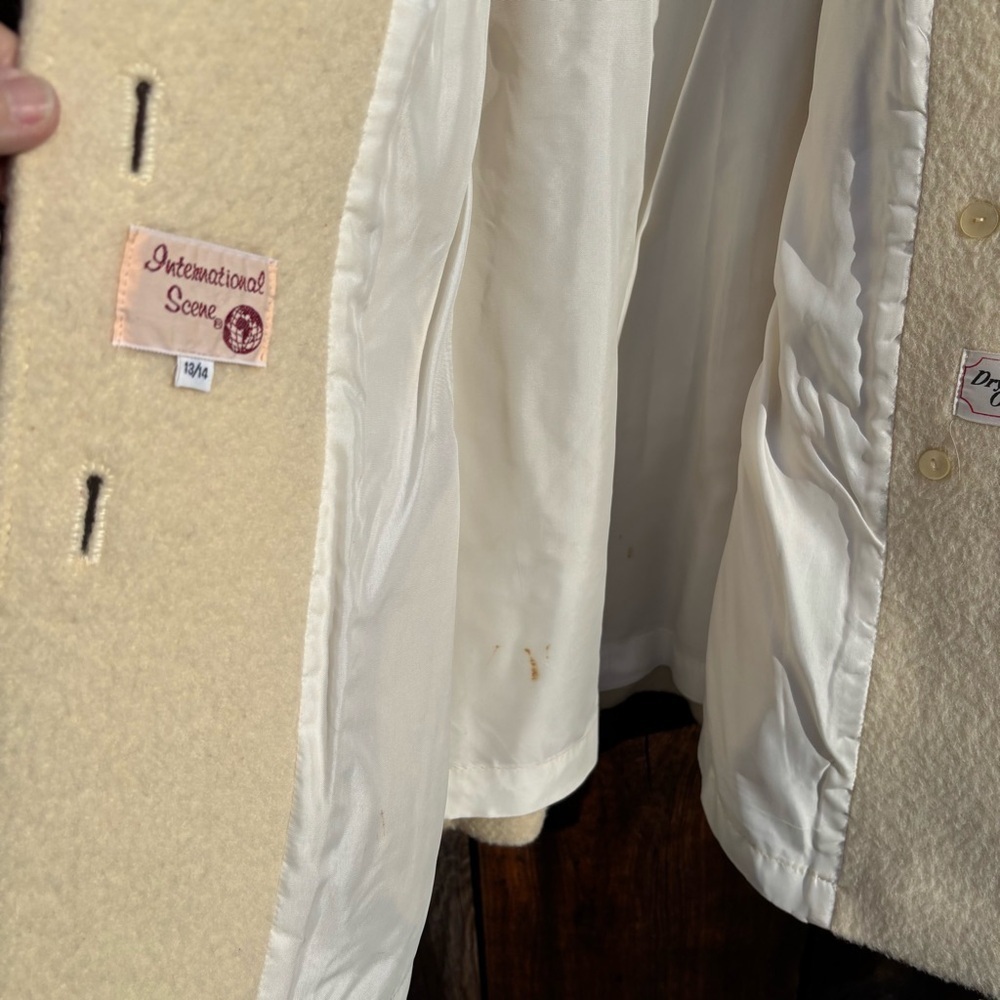 Vintage Wool Women's Coat Cream Color Label: International Scene Size M - Picture 8 of 13